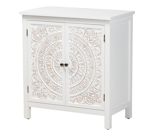 Baxton Studio Yelena White Wood 2-Door StorageCabinet