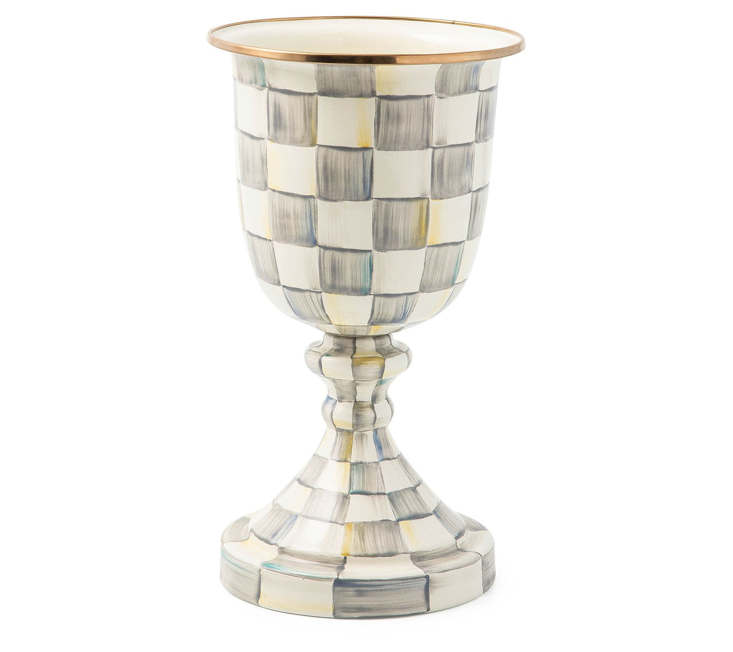 MacKenzie-Childs Sterling Check Pedestal Vase
