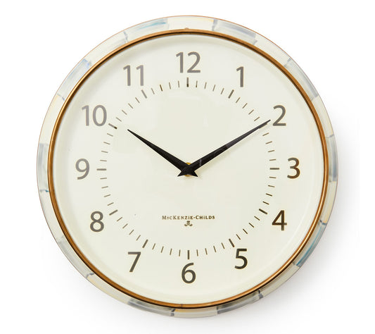 MacKenzie-Childs Sterling Check School Wall Clock