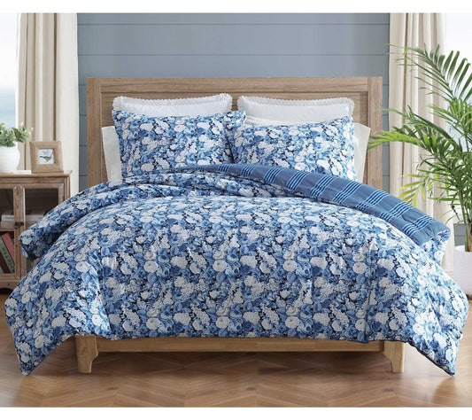 Laura Ashley Sweet Memories Indigo Twin Comforter Sham Set
