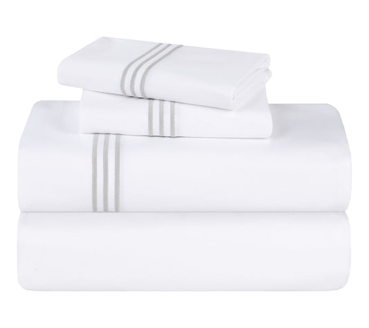Superior Chain Links Cotton Embroidered Bed Sheet Set-Queen