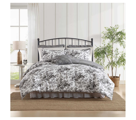 Laura Ashley Toile Delight Grey King ComforterSham Set