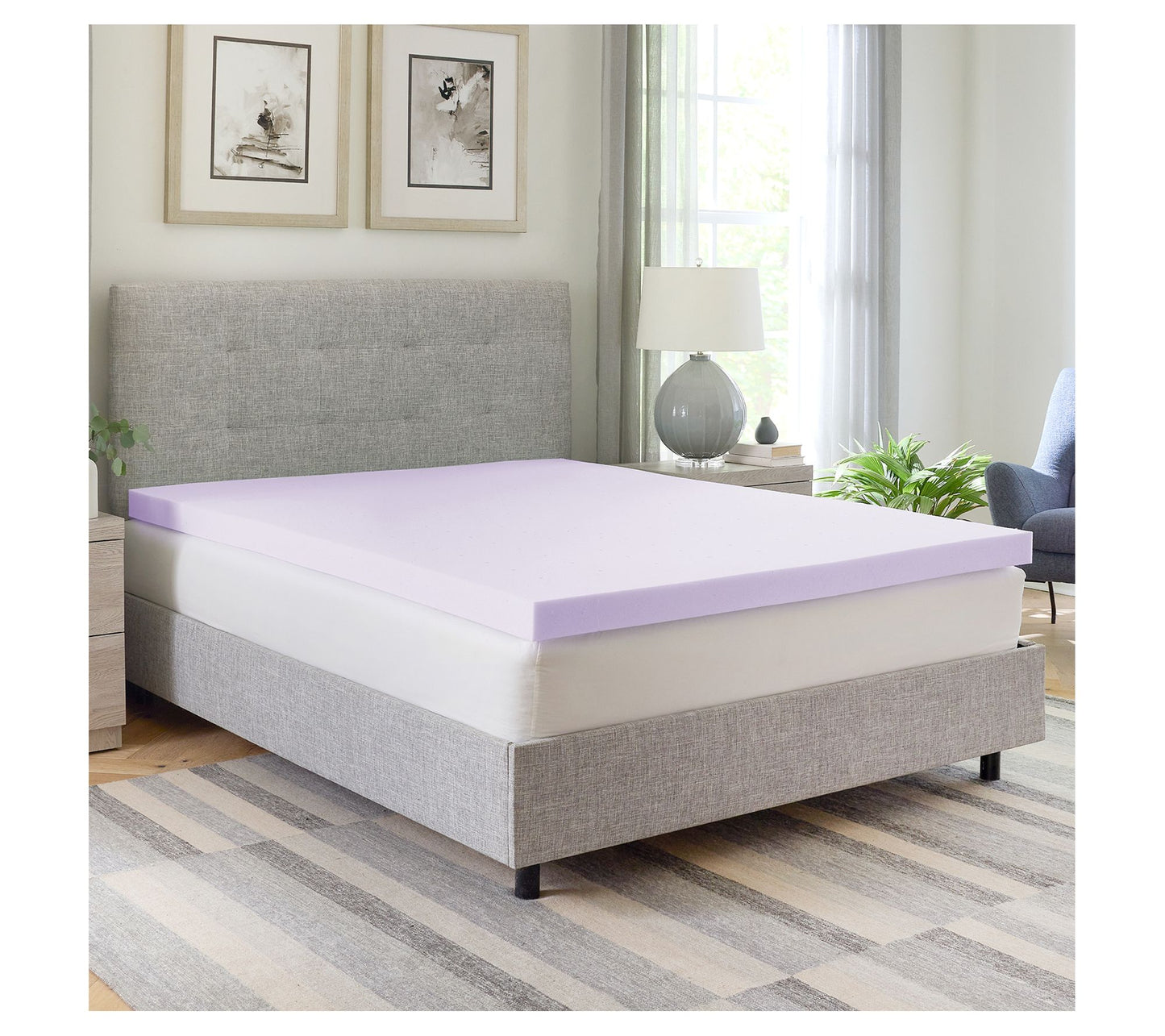 Bodipedic 3" Lavender Memory Foam Mattress Topper, Queen