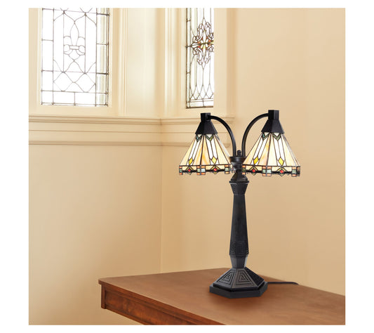 River of Goods 21'' H Prairie Style Stained Glass Table Lamp
