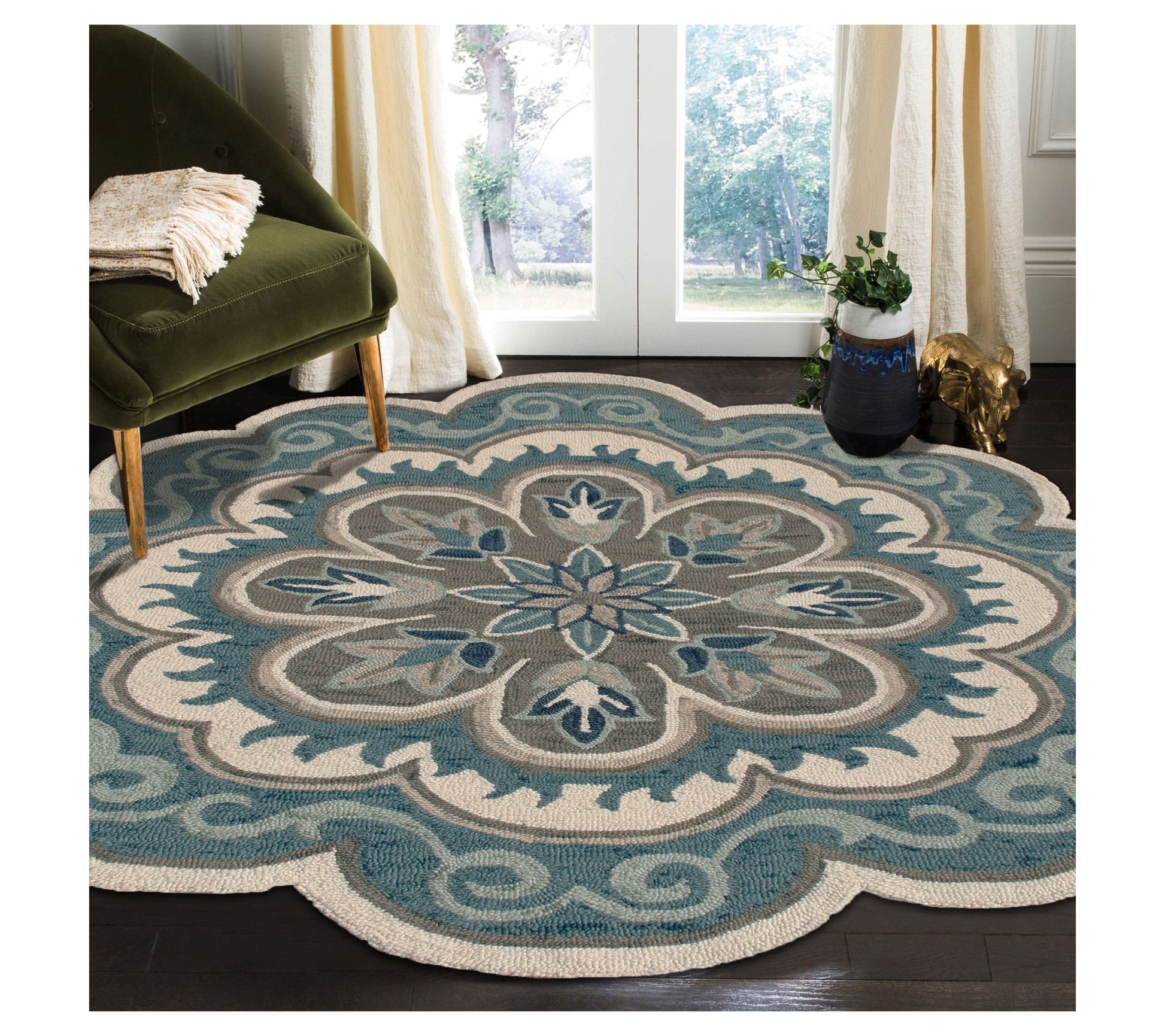 Ox Bay Maeve Petal Edged Medallion Wool Indoor6' Round Rug