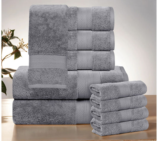 Superior 10-Piece Aria Turkish Cotton Solid Towel Set