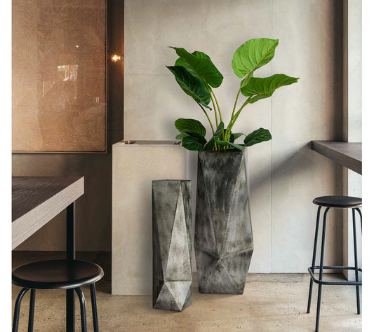 Glitzhome Metal Geometric Antique Floor Vases Set of 2