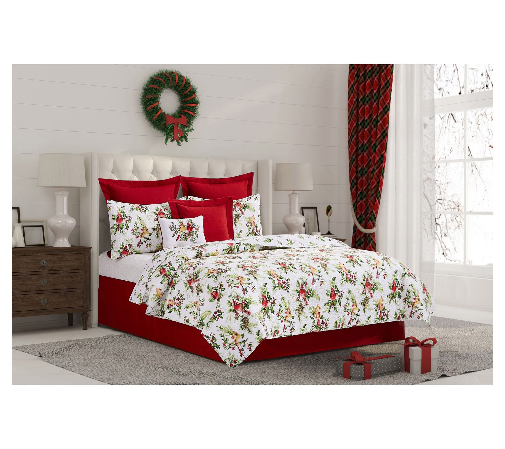Ruby Cardinal King Quilt Set by Valerie