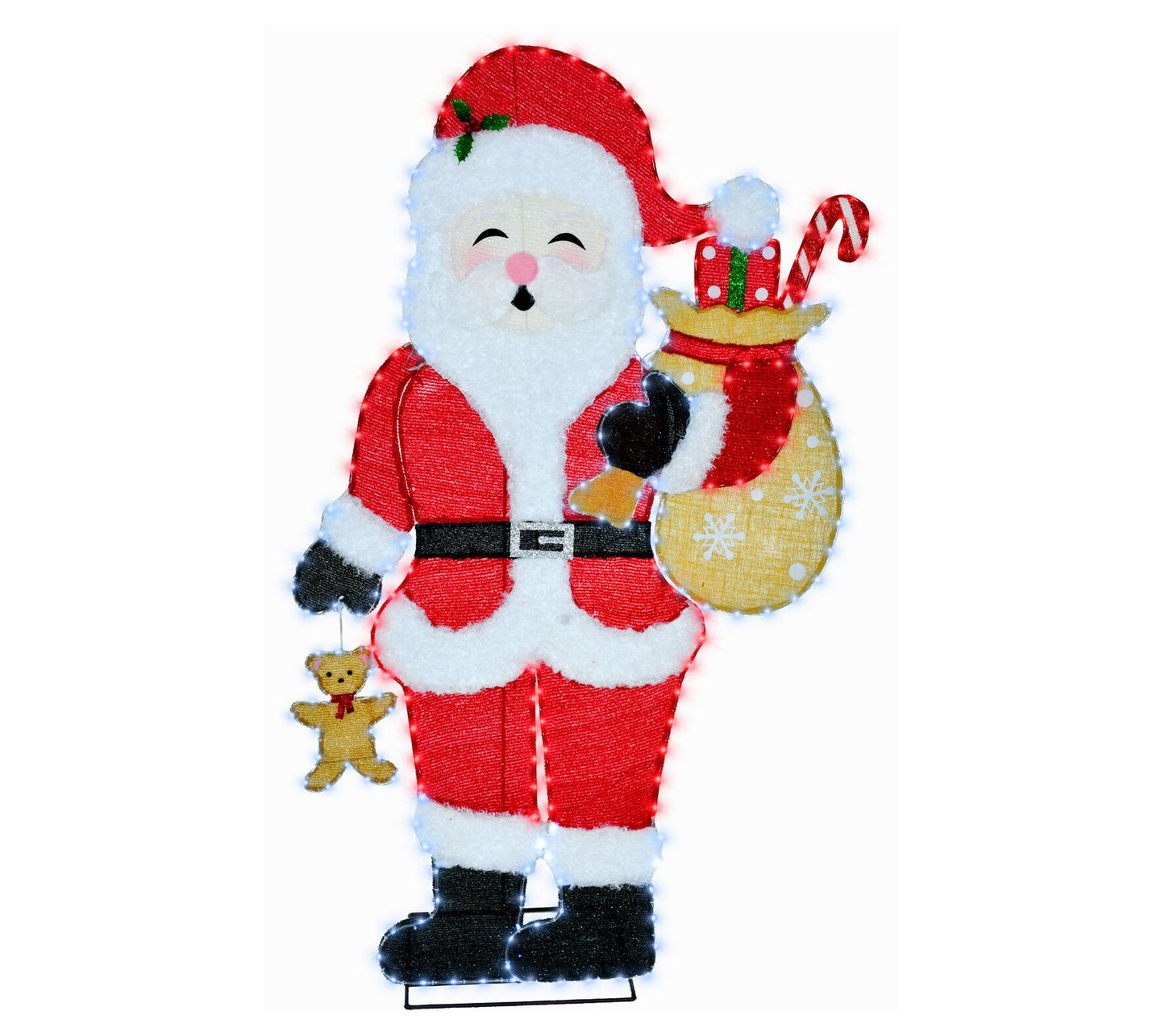 Fraser Hill Farm 5-Ft. Pre-Lit Tinsel Santa Claus Decoration