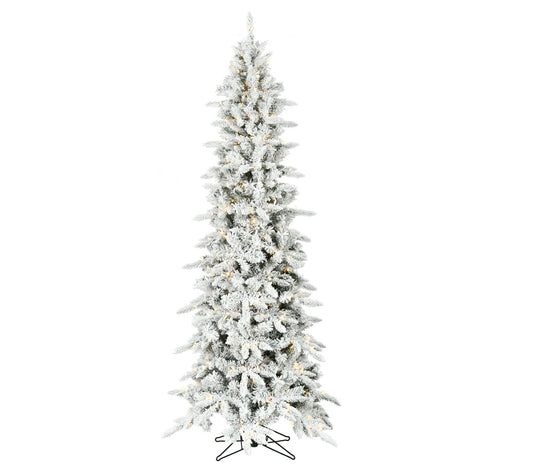 Fraser Hill Farm 6.5-Ft. Slim Mountain Pine Flocked Pre-Lit