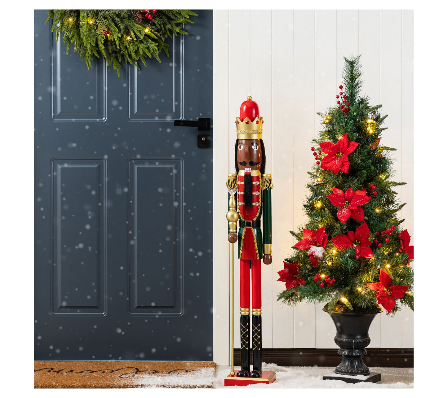 Glitzhome 42"H Wooden Christmas African King Nutcracker