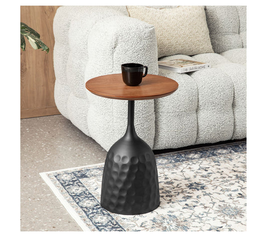 Glitzhome Metal Wine Bottle Shaped Accent TableW/ Wooden Top