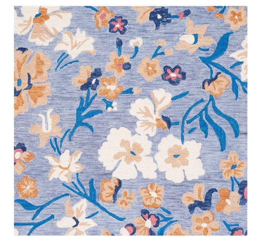 Safavieh Blue Garden Hand Tufted Wool 6' x 6' Square Rug