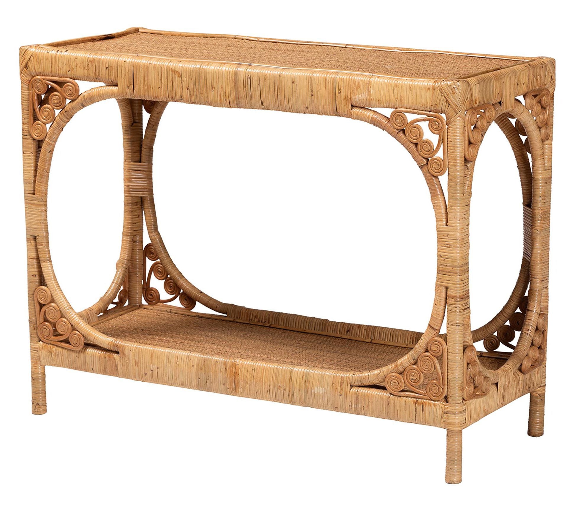 bali & pari Ramona Light Honey Natural Rattan Console Table