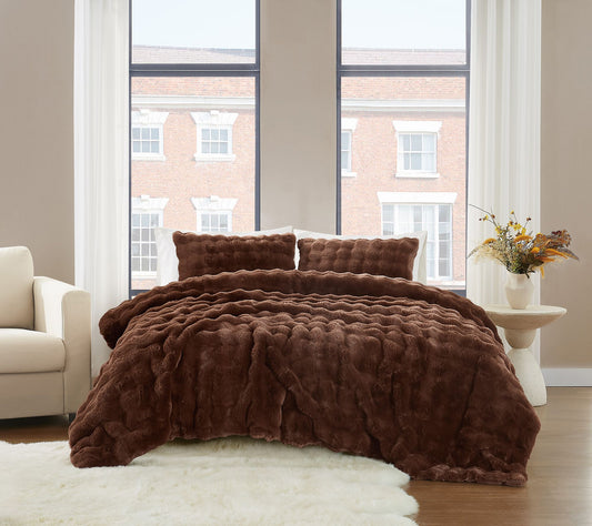 Brooklyn Loom Bubble Faux Fur King Comforter Set