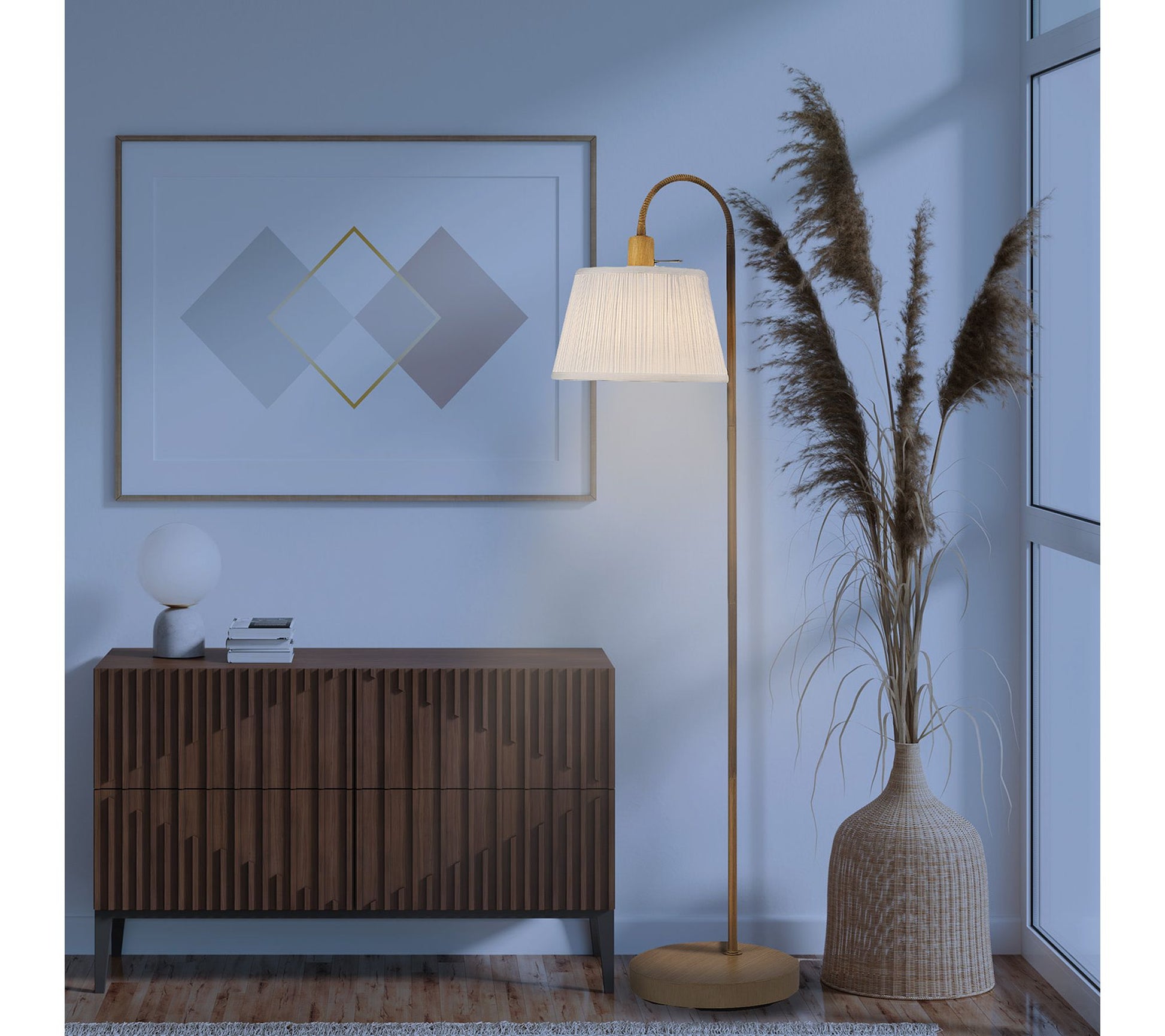 Globe Electric Maris 68" Light Faux Wood FloorLamp