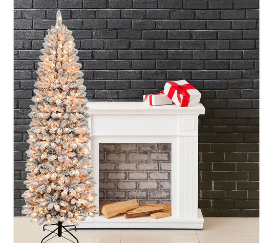 Santa's Workshop 7.5 Ft. PE & PVC Flocked Treew/ 350 Lights