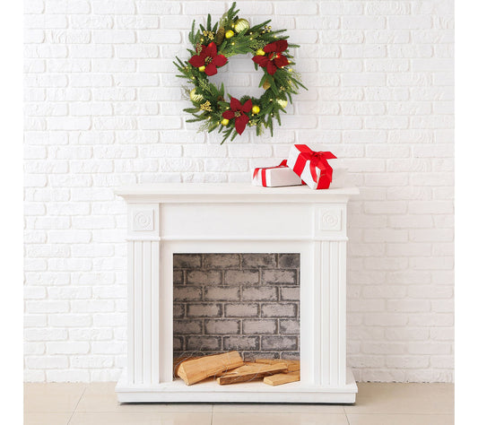 Santa's Workshop 24in Red Poinsettia Wreath, 35lights