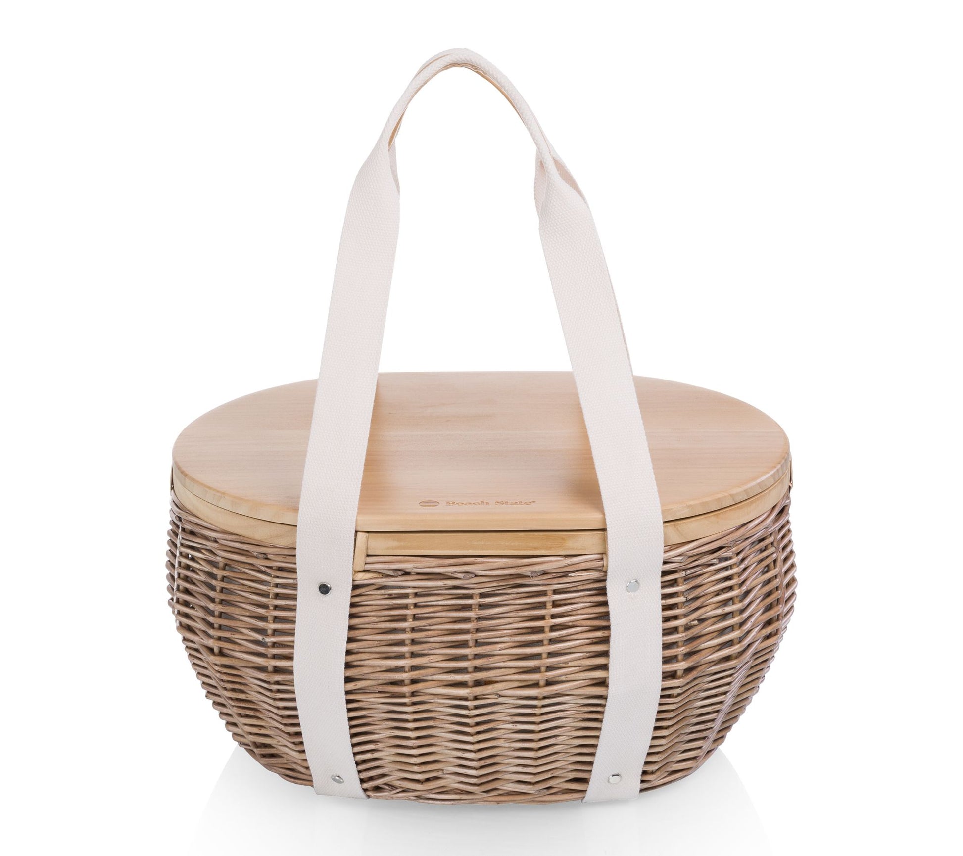 Beach State Castaway Woven Insulated Picnic Basket with Lid