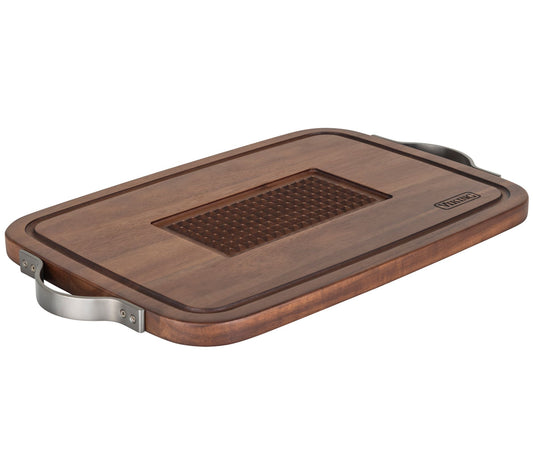Viking Acacia Carving Board w/Juice Well & Metal Handles