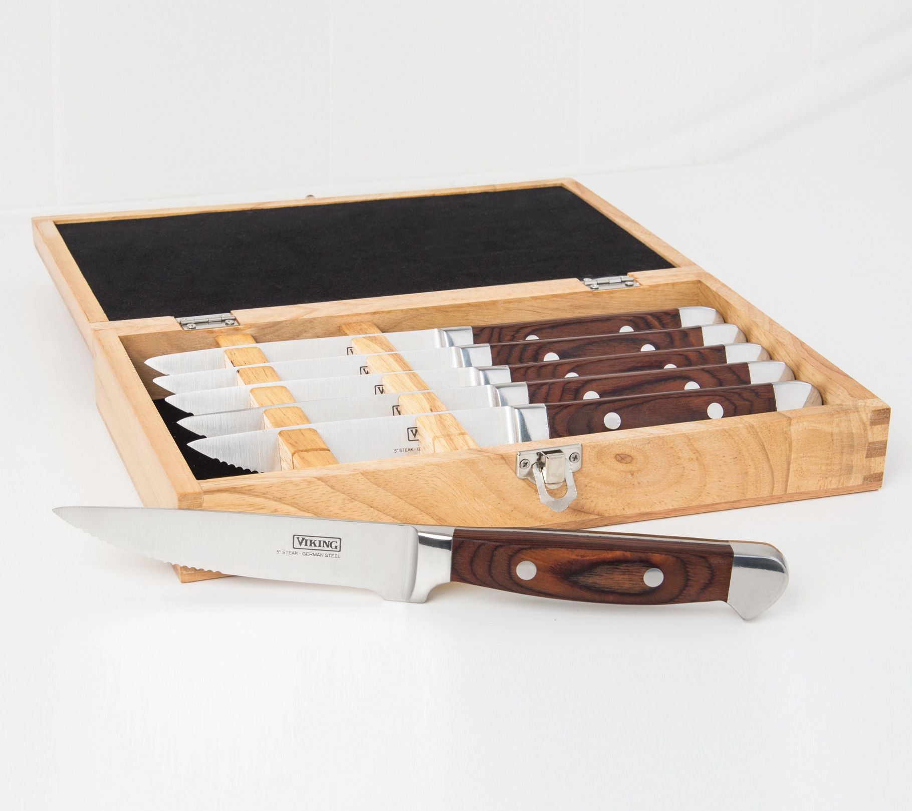 Viking Pakka Wood 6 Piece Steak Knife Set in Red