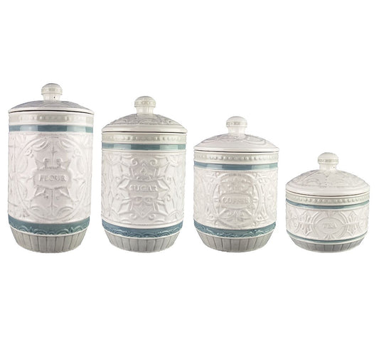 Young's Inc. Set of 4 Ceramic Casual Provincial Canisters