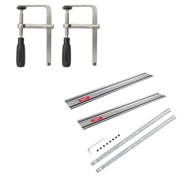 Milwaukee Guide Rail Clamps, 55 Inch Guide Rail - 2 Pack with Connector Bundle