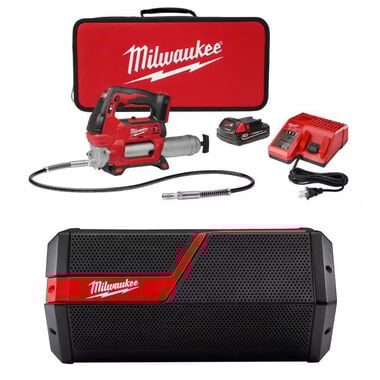 Milwaukee M18 2Spd Grease Gun Kit, M18/M12 Jobsite Speaker Bundle