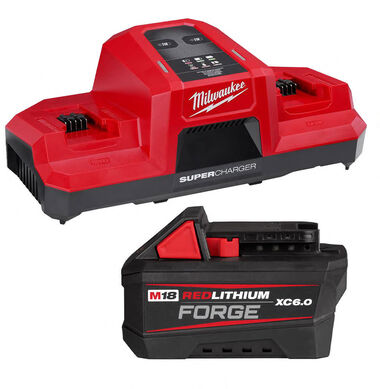 Milwaukee M18 REDLITHIUM FORGE XC6.0 Battery Pack &amp; Dual Bay Charger Kit Bundle