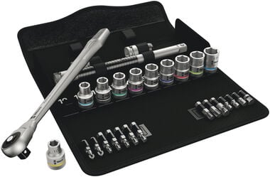 Wera Tools 8100 SC 7 1/2 in Drive Zyklop Metal Ratchet Set 28pc